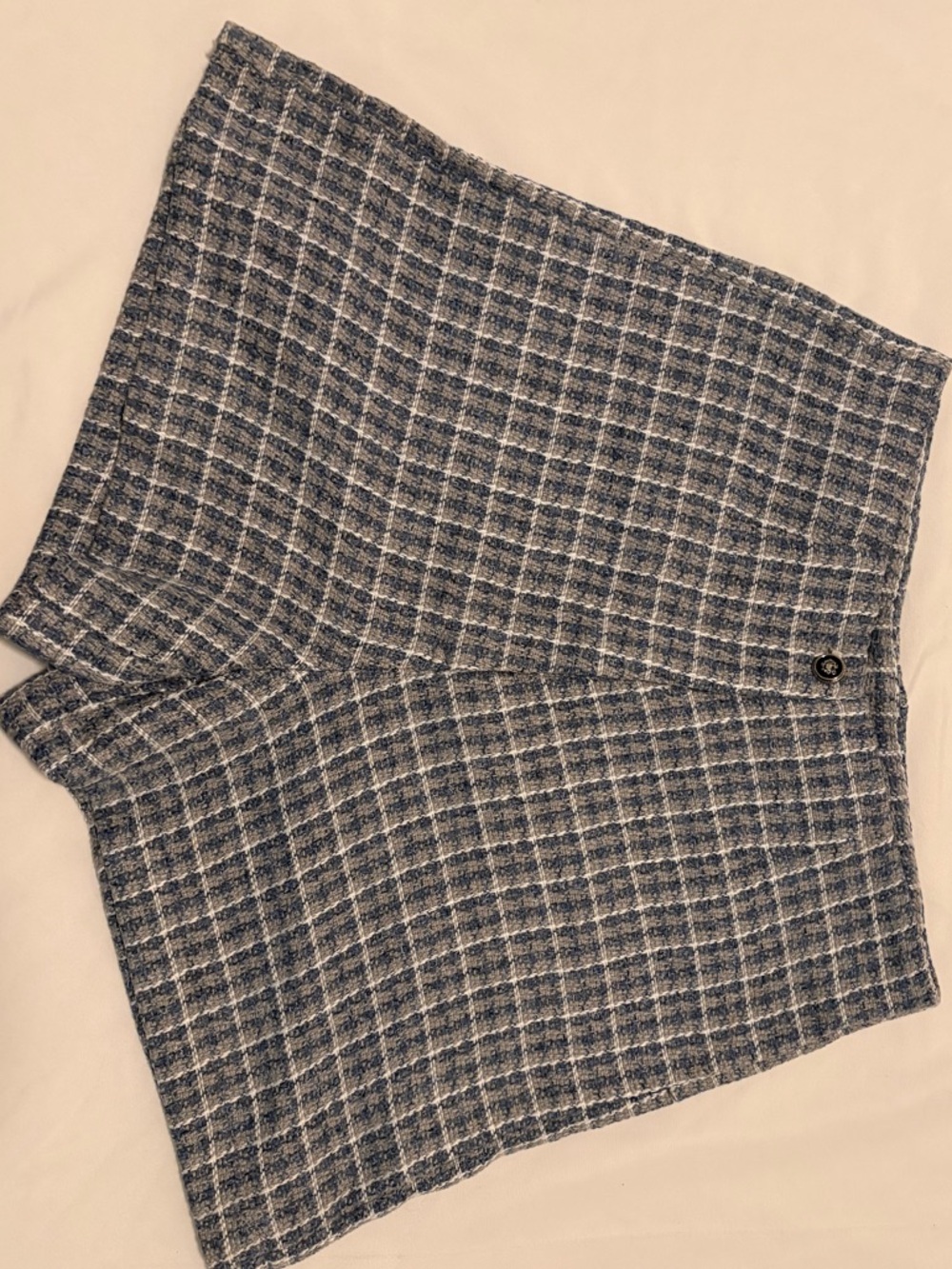 SHEIN Navy, White and Gray Plaid High Waisted Shorts - Used Size XS